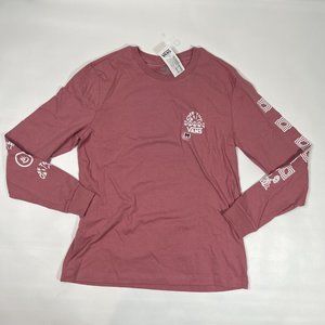 Vans Silent Mode Long Sleeve T-Shirt Womens Medium Pink Crewneck Pullover NEW